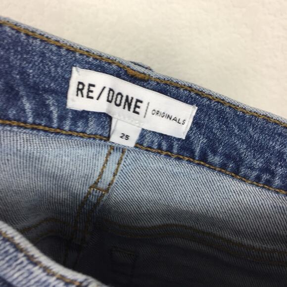 NWOT Re/Done Straight Leg Jean Size 25 Ultra High Rise 70s Stove Pipe Distressed - Picture 6 of 16